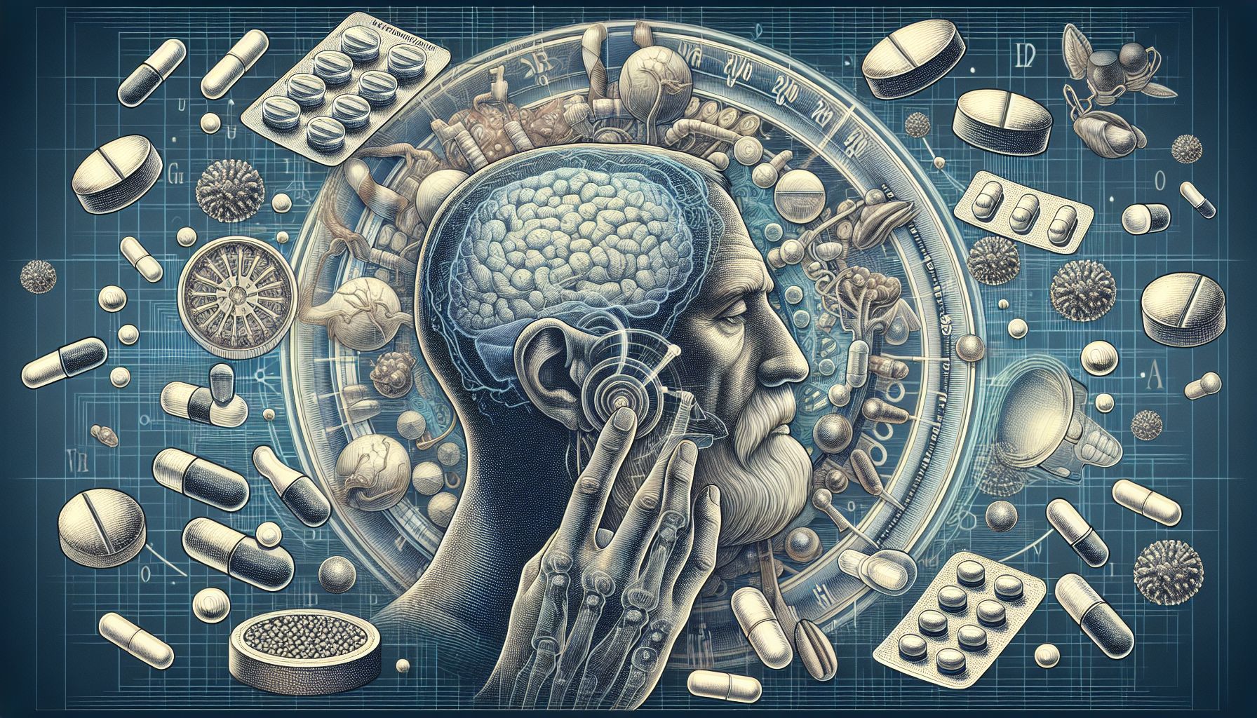 Levitra prescription pills and a glass of water on a wooden table